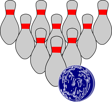 Bowling Pinsand Ball Illustration PNG with transparent background