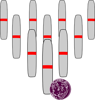 Bowling Pinsand Ball Setup PNG with transparent background