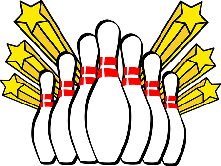 Bowling Pinsand Strike Symbol