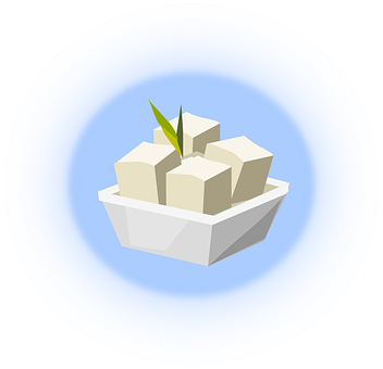 Bowlof Tofu Cubeswith Green Leaves PNG with transparent background
