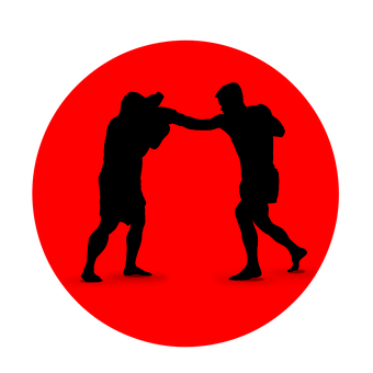 Boxing Silhouettes Red Background