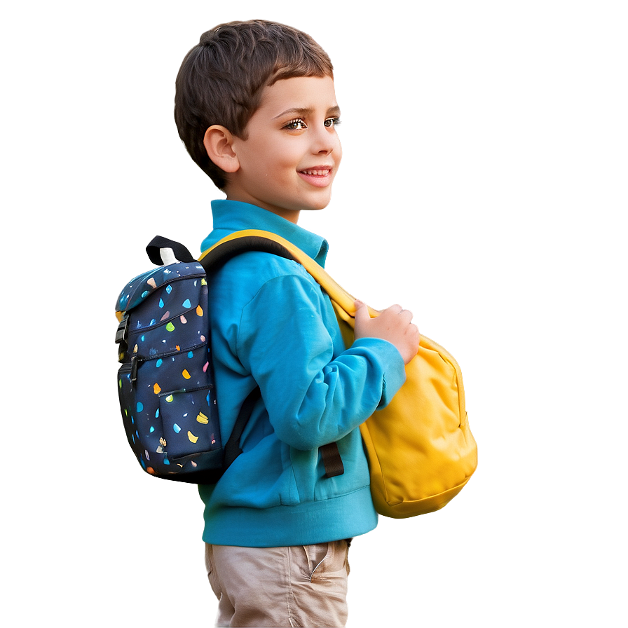 Boy with Backpack PNG oru PNG with transparent background