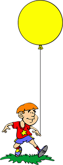 Boy With Yellow Balloon At Night PNG with transparent background