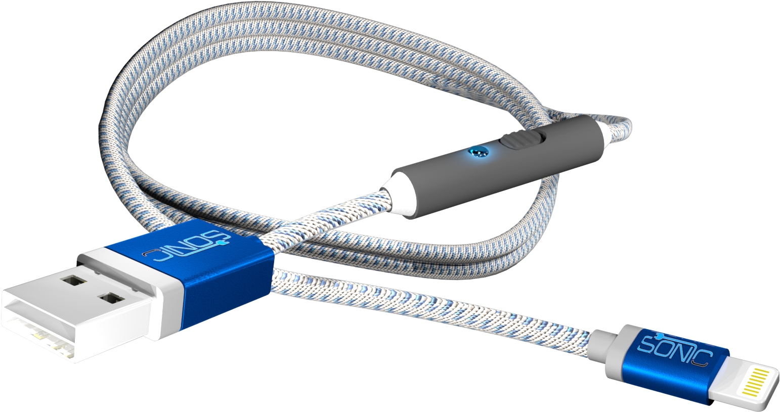 Braided U S B Lightning Cable PNG with transparent background