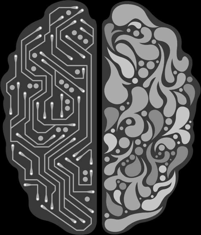 Brain Hemispheres Technology Art PNG image with a transparent background, free high-resolution download