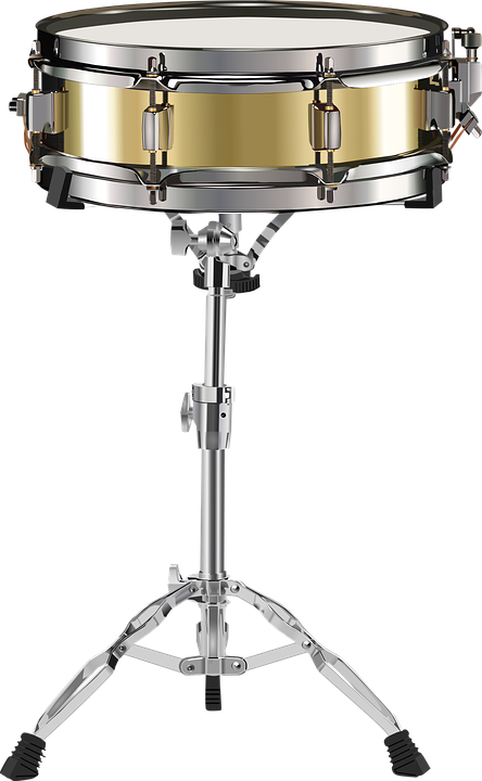 Brass Snare Drumon Stand PNG with transparent background