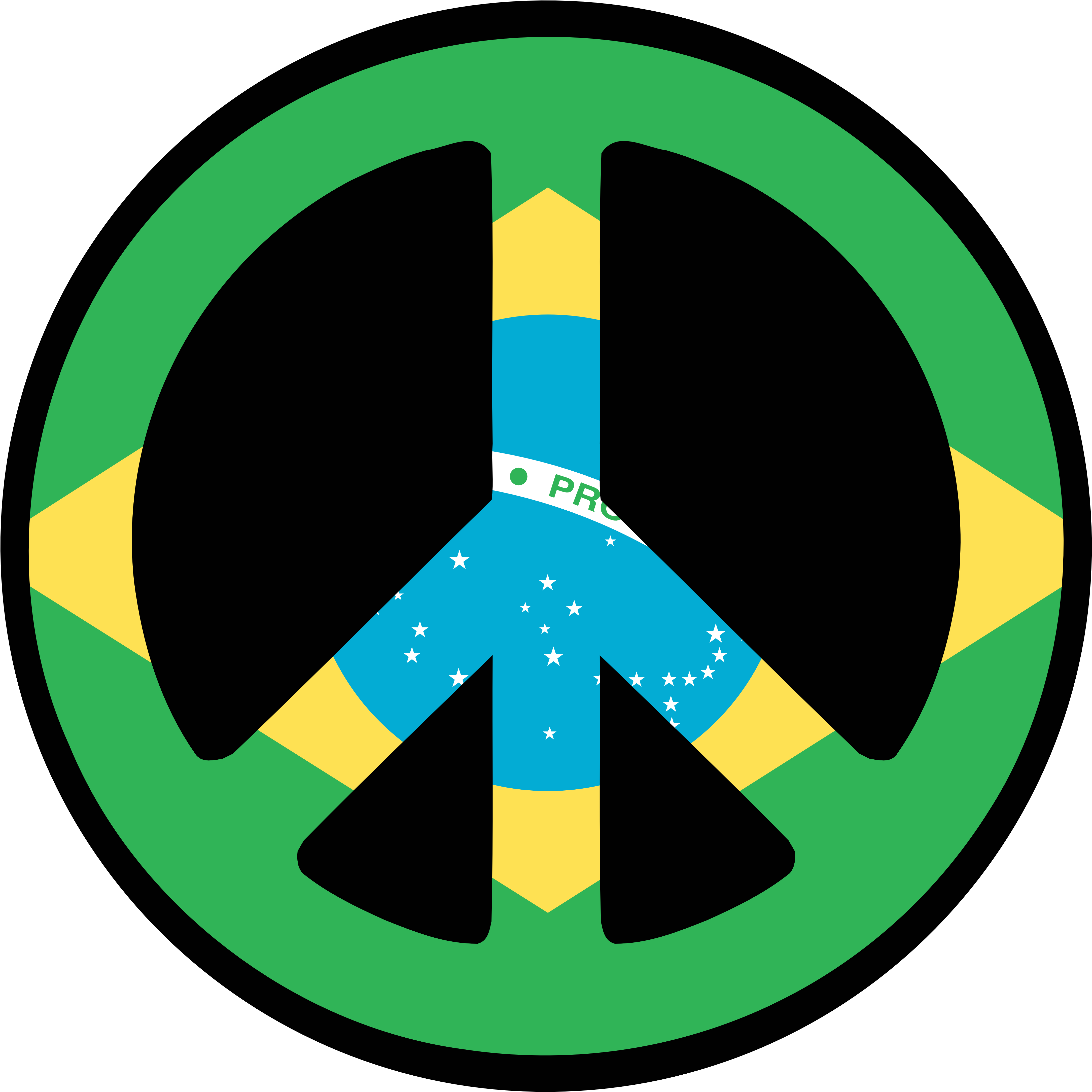 Brazil Flag Clip Art Clipart Best - Brazil In A Peace Sign, HD Png Download PNG with transparent background