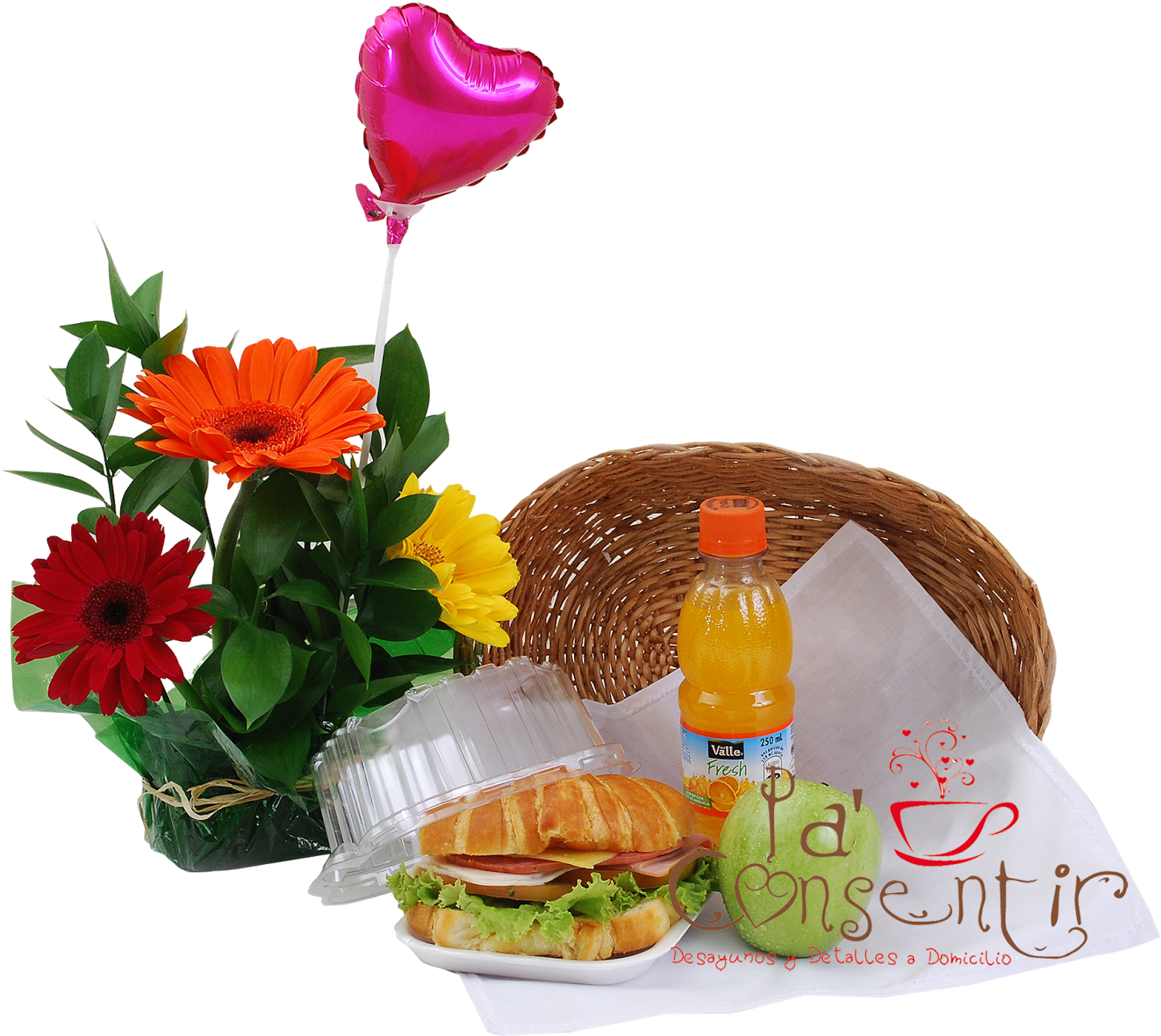 Breakfast Gift Basketwith Flowersand Balloon