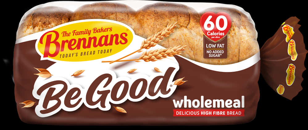 Brennans Be Good Wholemeal Bread Packaging PNG with transparent background