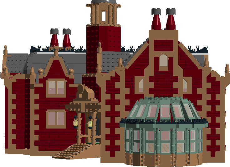 Brick Built Red Mansion PNG with transparent background