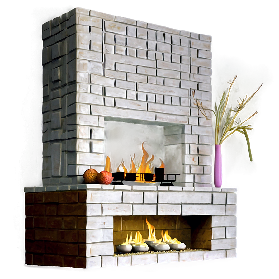 Brick Fireplace Design Png Plj