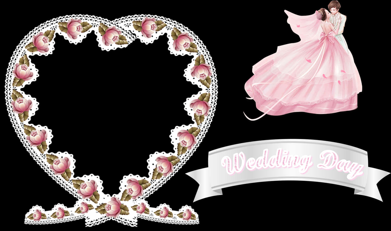 Bridal Gownand Heart Frame Wedding Card Design