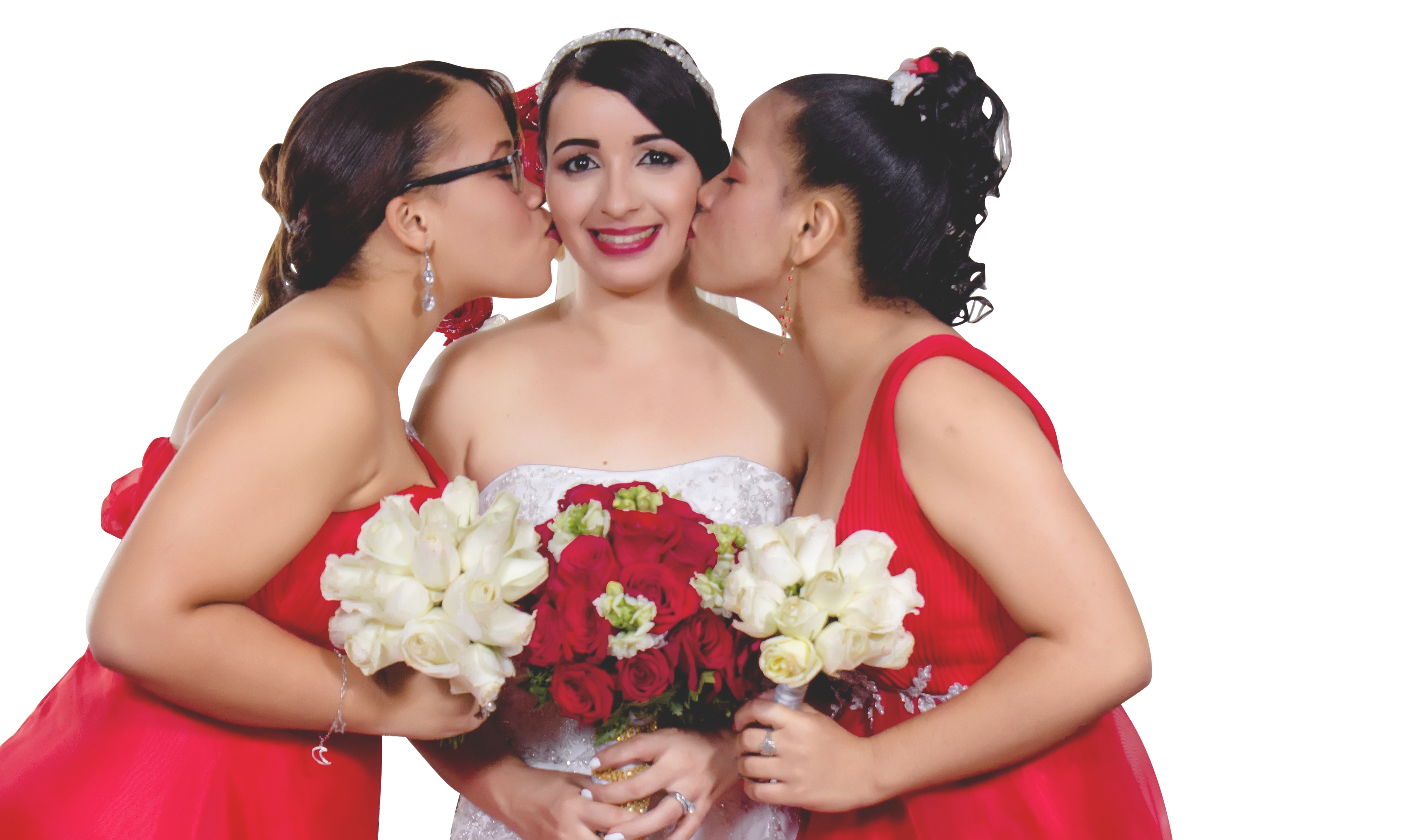 Brideand Bridesmaids Affection PNG with transparent background