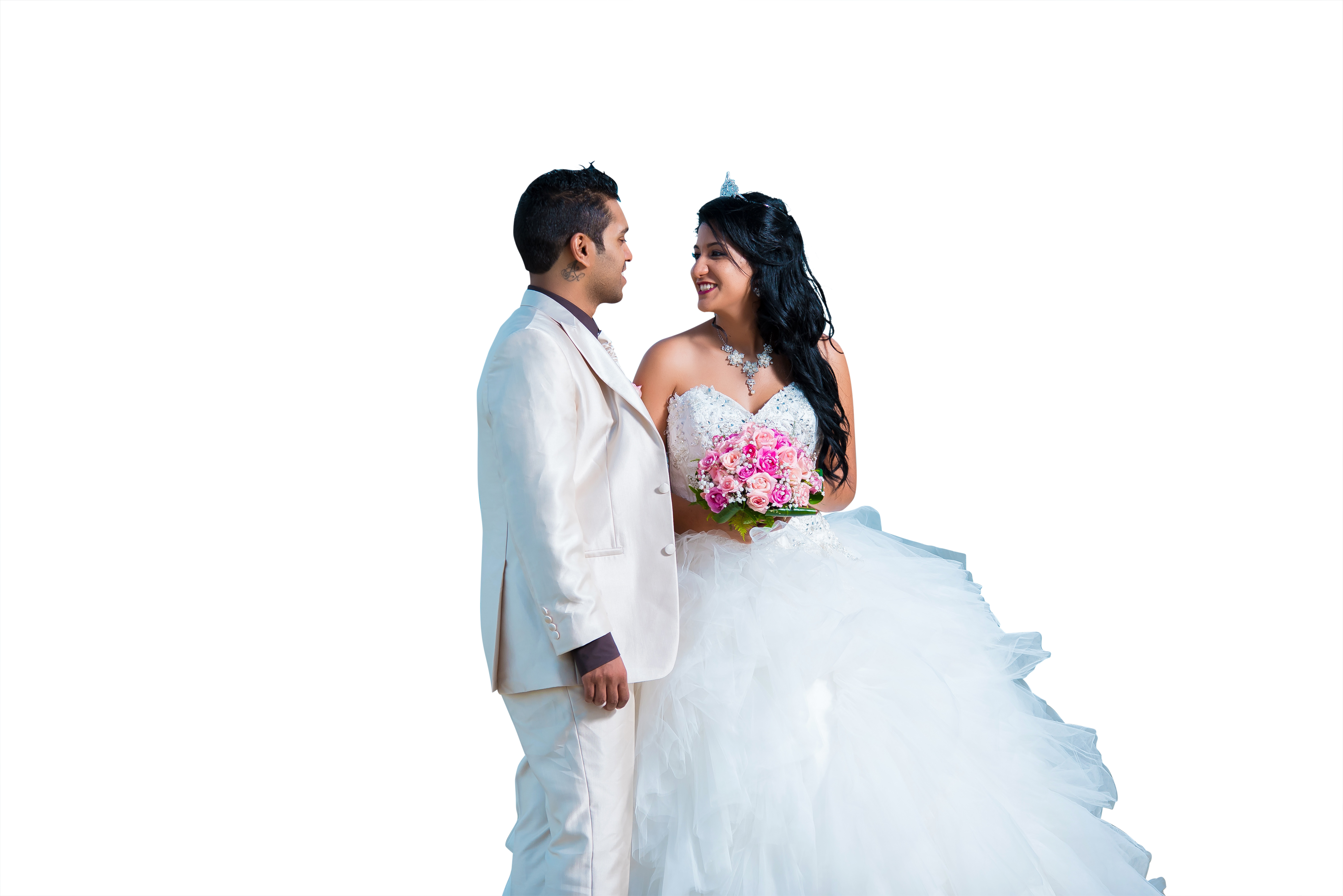 Brideand Groom Adoring Glance PNG with transparent background