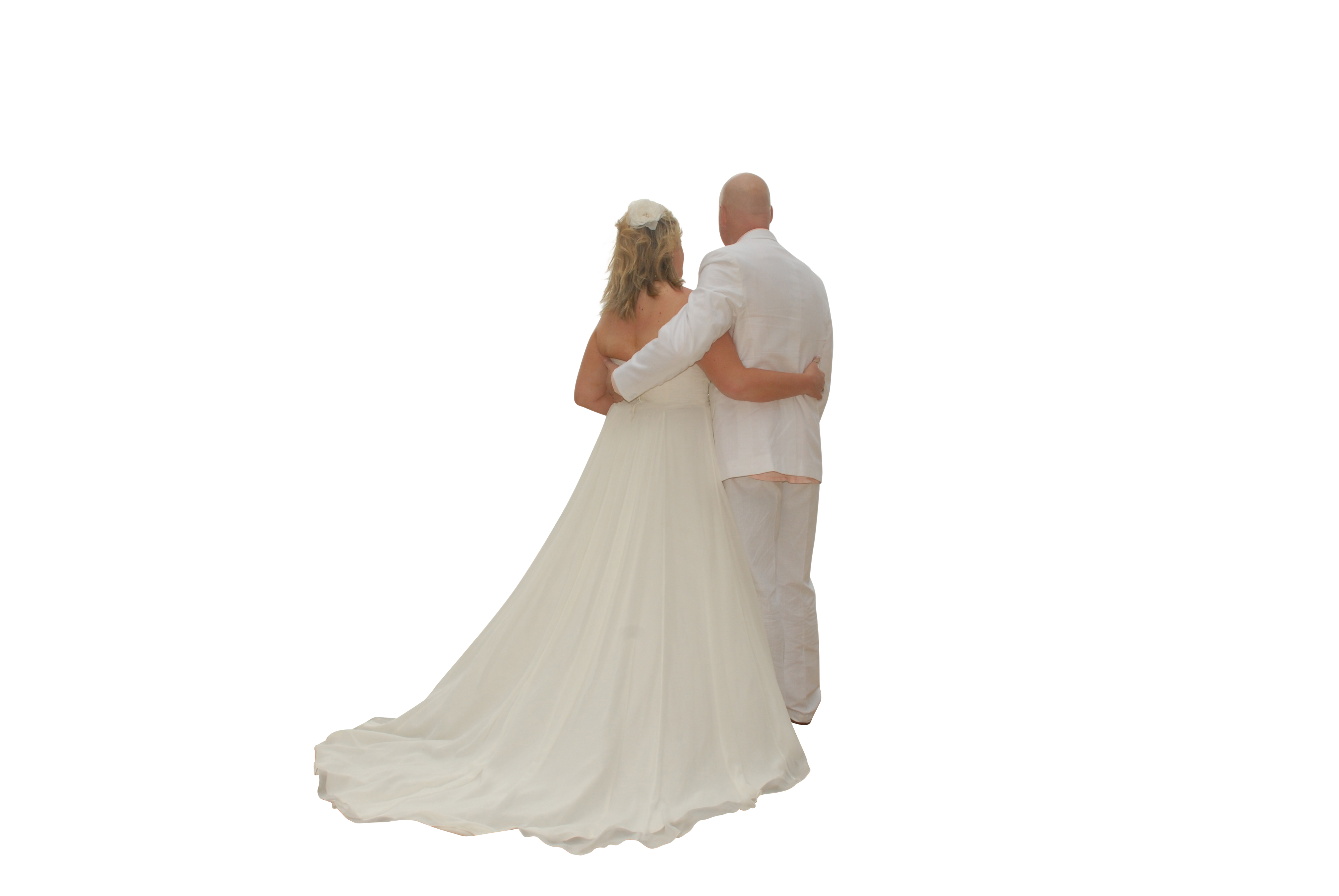 Bride_and_ Groom_ Embrace_ Back_ View PNG with transparent background