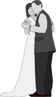 Brideand Groom Silhouette PNG with transparent background