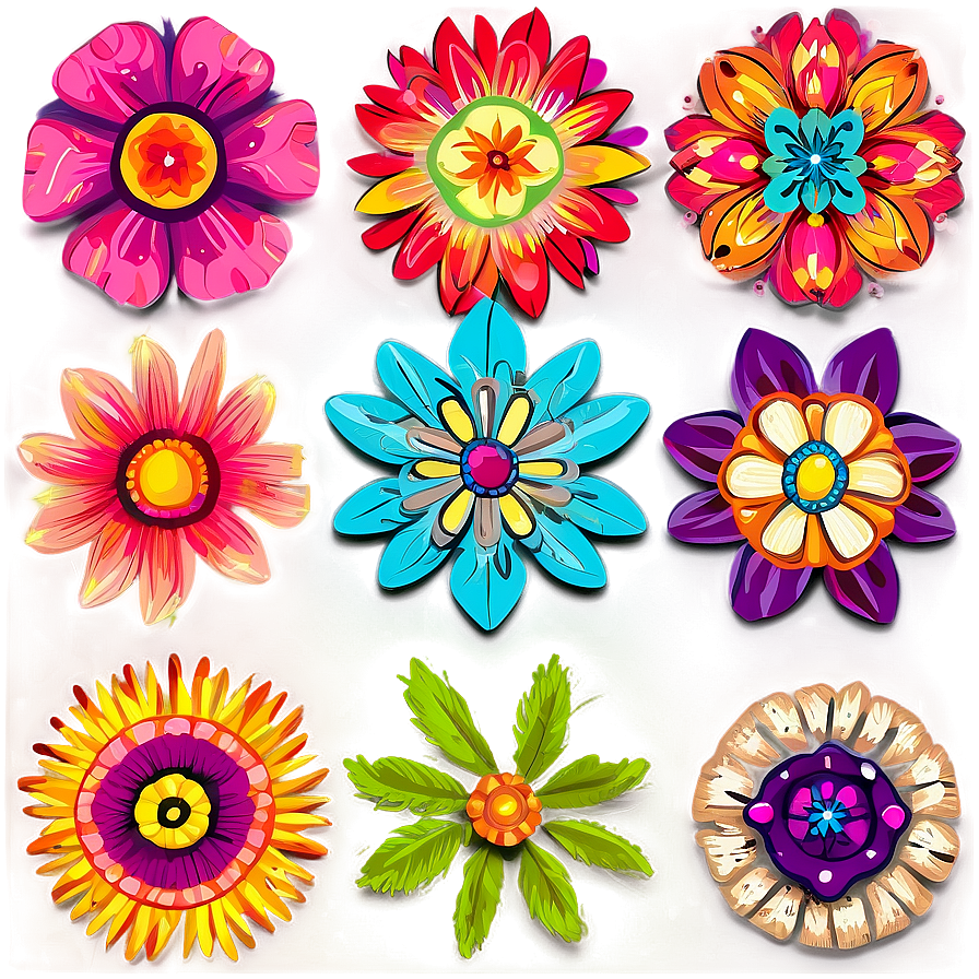 Bright Boho Flowers Png Oxg19