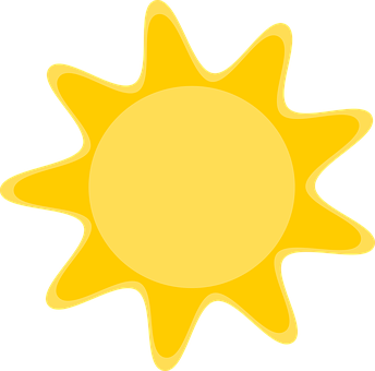 Bright Cartoon Sun Graphic PNG with transparent background