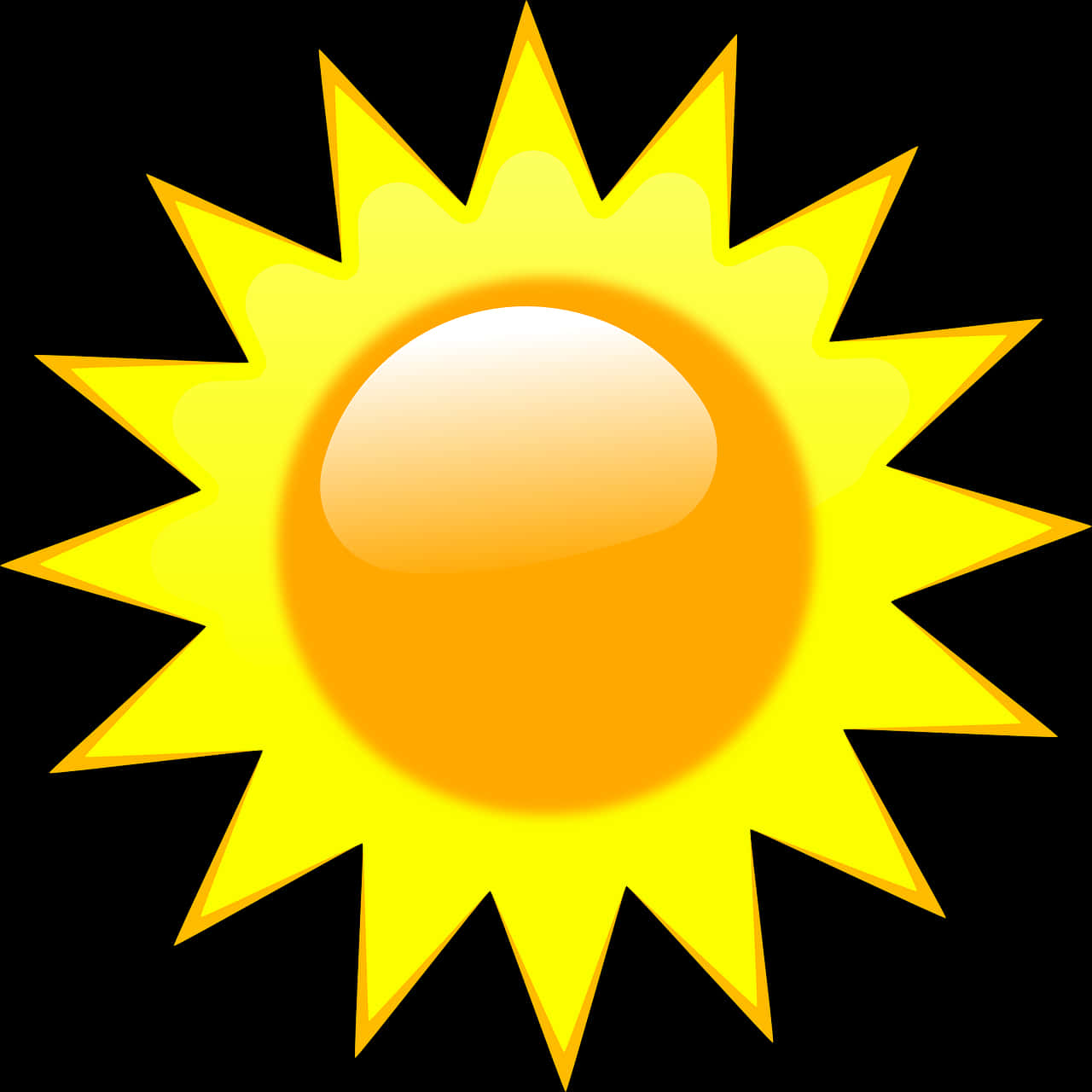 Bright Cartoon Sun Graphic PNG with transparent background