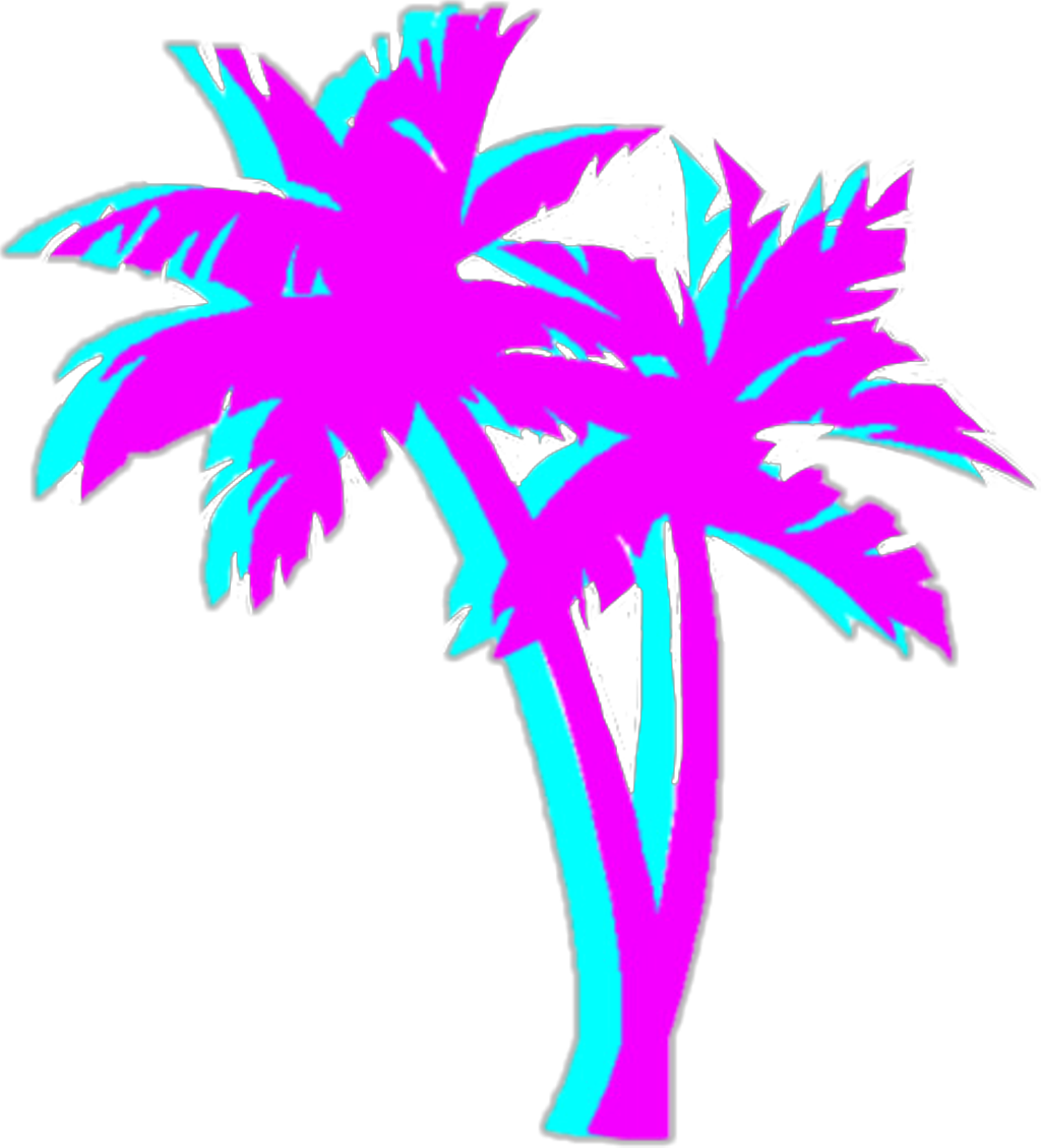 Bright Colorful Neon Aesthetic Tumblr Vaporwave - Vaporwave Transparent Palm Tree Png, Png Download PNG with transparent background