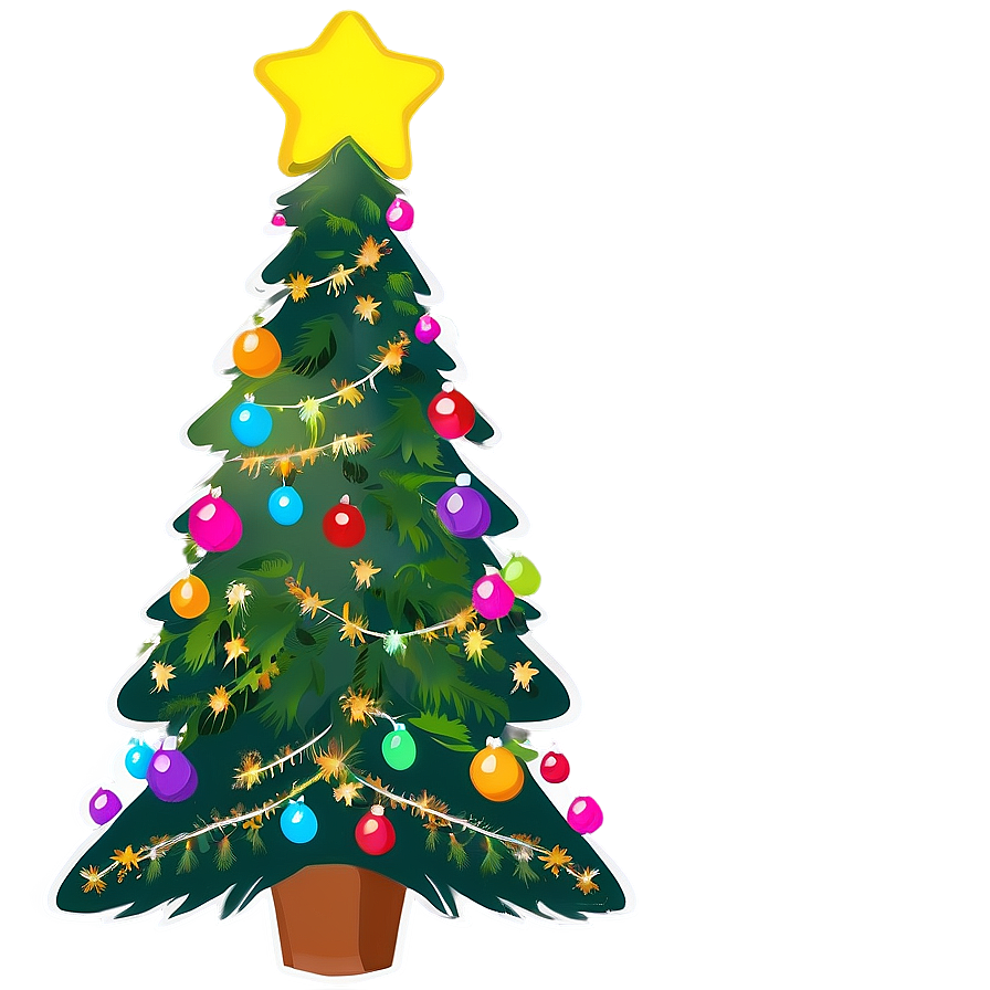 Bright Cute Christmas Tree Png Sqt