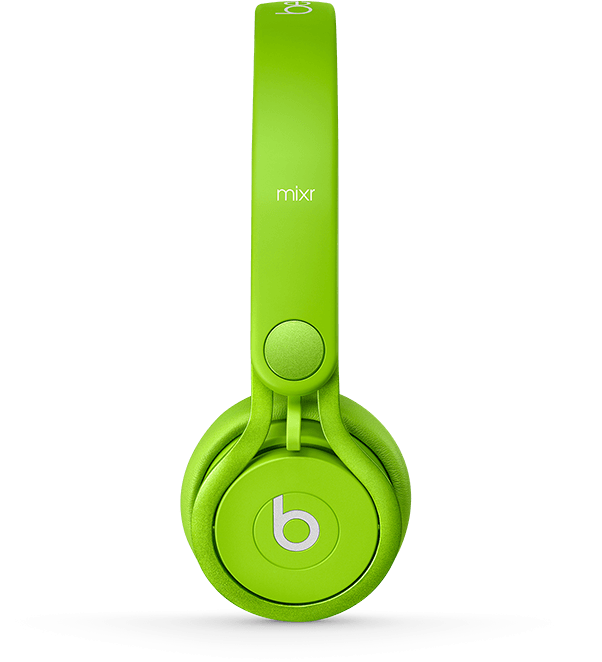 Bright Green Beats Mixr Headphones PNG image with a transparent background, free high-resolution download