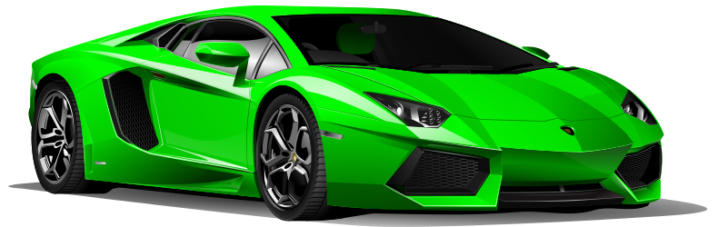 Bright Green Sports Car PNG with transparent background