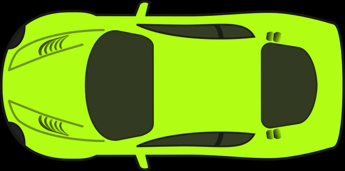 Bright Green Sports Car Top View