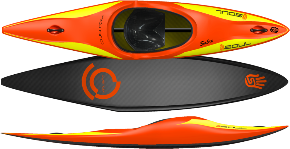 Bright Orange Kayak Design PNG with transparent background