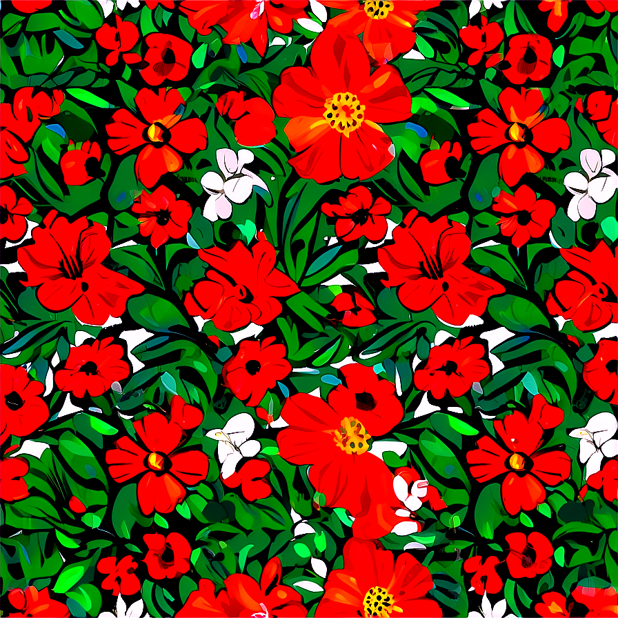 Bright Red Floral Design Png Erd