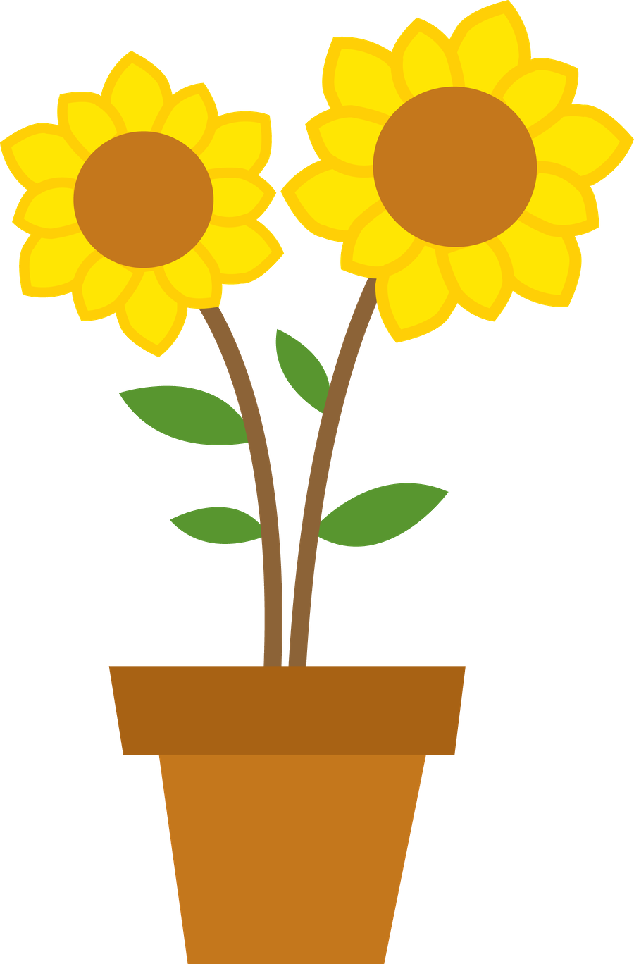 Bright Sunflowersin Pot Clipart