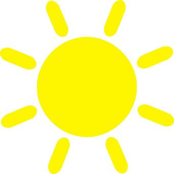 Bright Yellow Cartoon Sun PNG with transparent background
