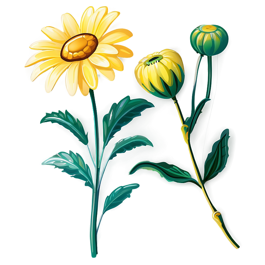 Bright Yellow Daisy Clipart Png 06292024