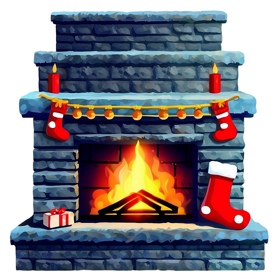 Brightly Lit Christmas Fireplace Png Tks55