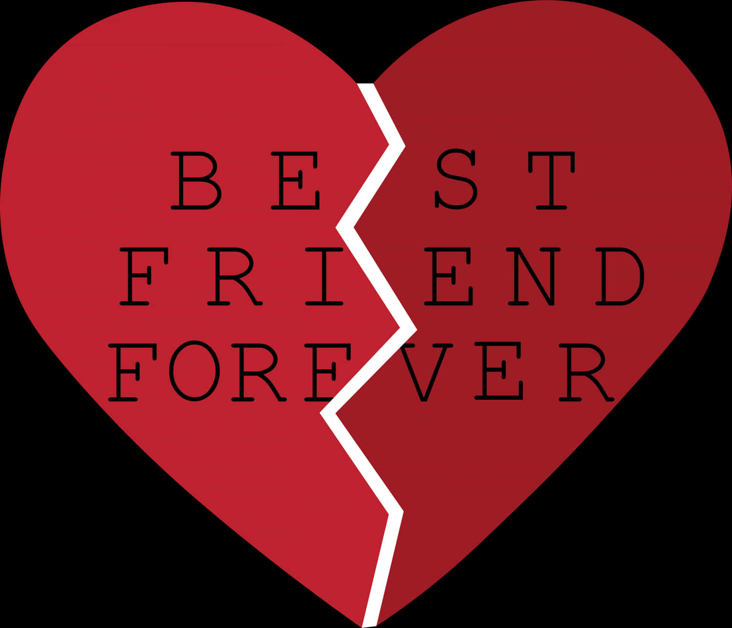 Broken Heart Best Friend Forever PNG with transparent background