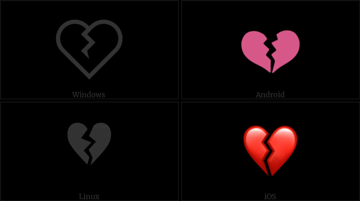 Broken Heart Icons Different Operating Systems PNG with transparent background