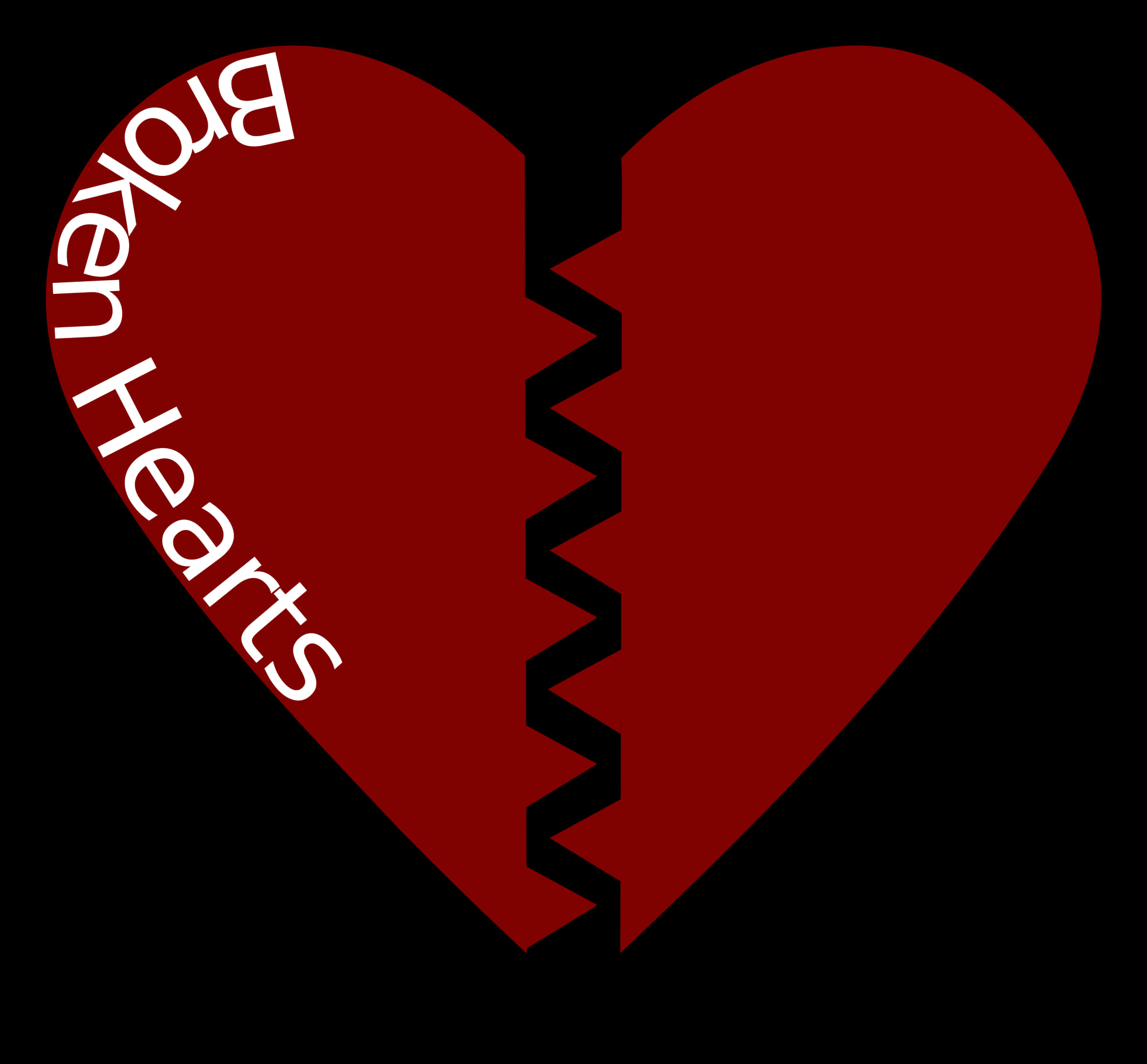 Broken Heart Symbolwith Text PNG with transparent background