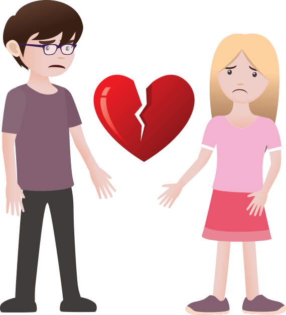 Broken Hearted Couple Cartoon