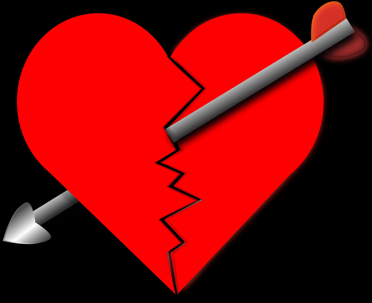 Broken Heartwith Arrow PNG with transparent background