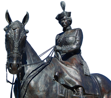 Bronze Equestrian Statue Queen PNG with transparent background