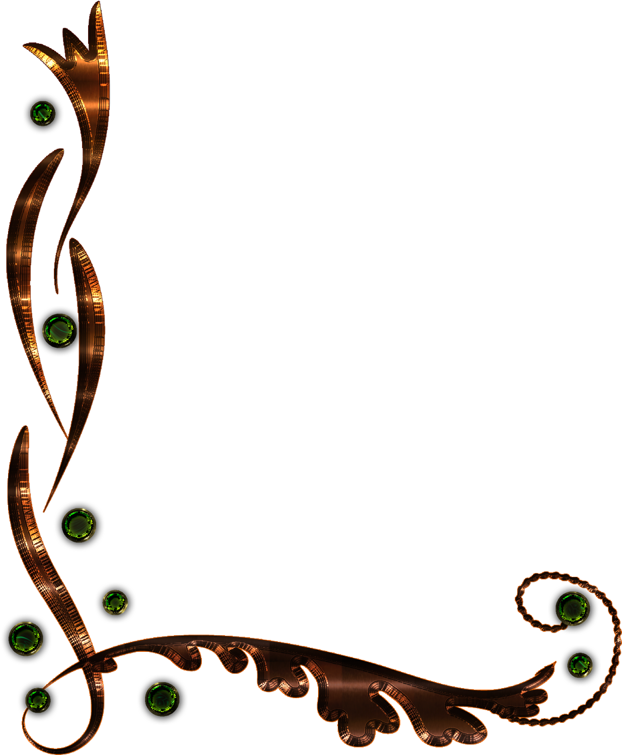 Bronze Floral Scroll Designwith Green Gems