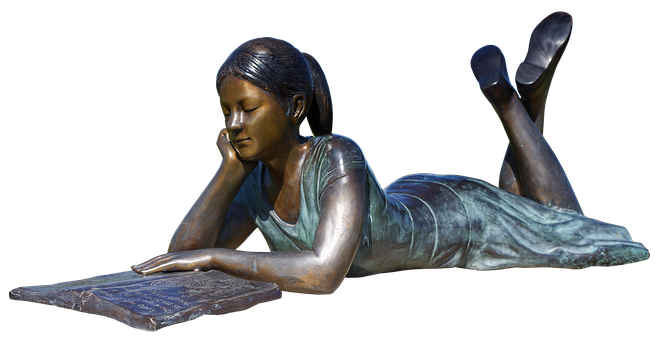 Bronze Girl Reading Sculpture