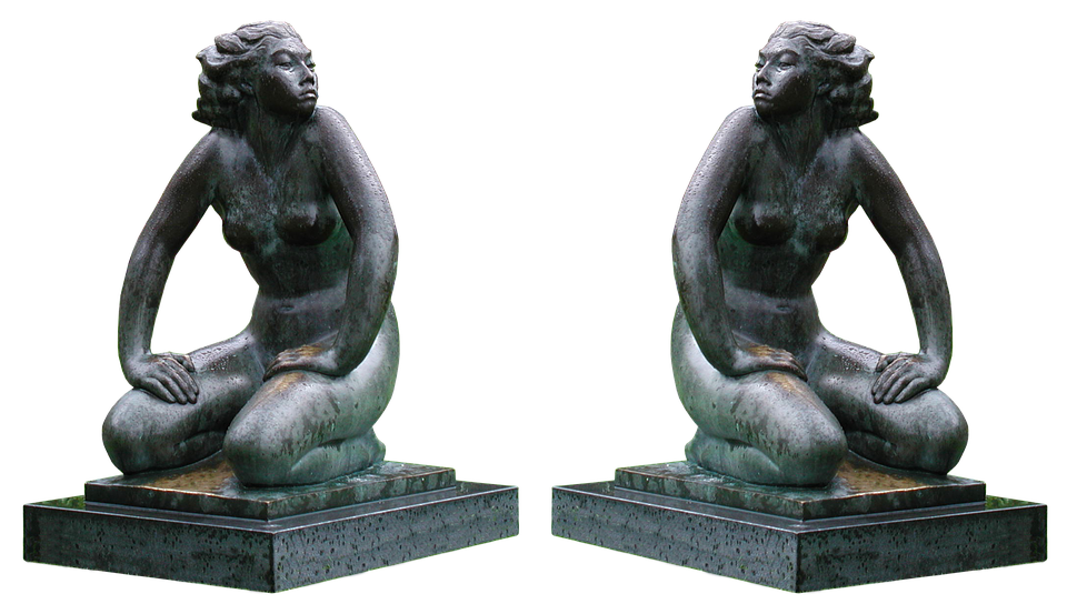 Bronze Mermaid Statue Sideby Side