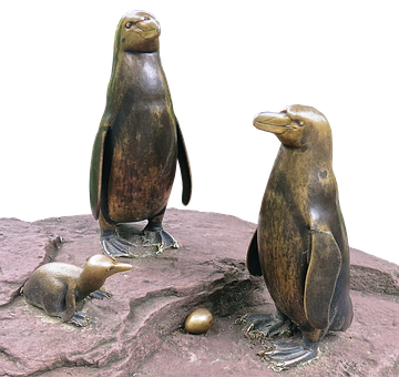 Bronze Penguin Sculpture Display