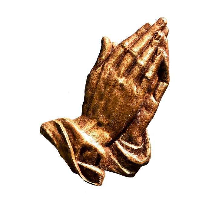Bronze Praying Hands Sculpture PNG with transparent background