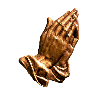 Bronze Praying Hands Sculpture PNG with transparent background
