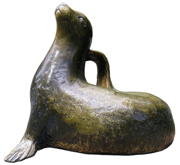 Bronze Seal Sculpture PNG image with a transparent background, free high-resolution download