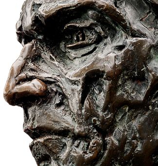 Bronze Statue Face Detail PNG with transparent background