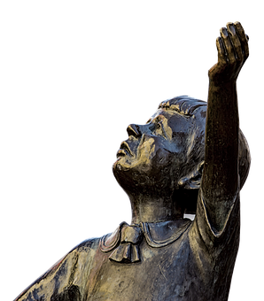 Bronze Statue Raised Hand