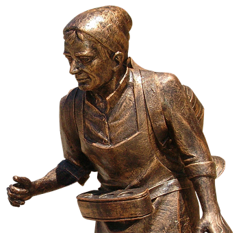 Bronze Statueof Working Man PNG with transparent background